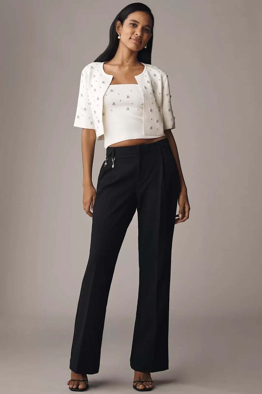 NWT Anthropologie Maeve Slim Flare Trouser Pants XL $168 Black